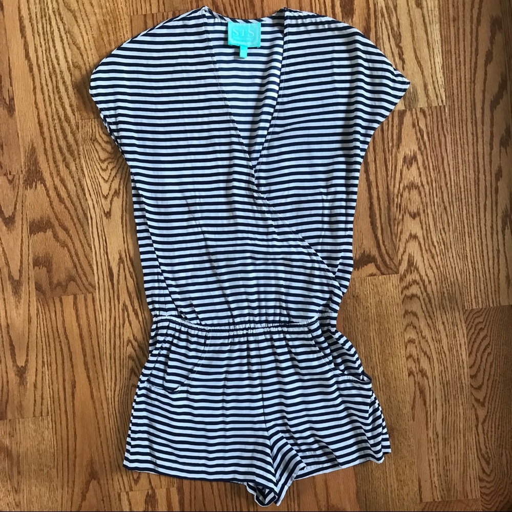 Sail to Sable silk striped romper XXS 00